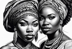 african faces cultural tattoo idea
