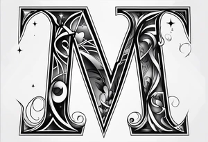 Letter M into a ghotic style tattoo idea