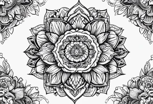 flower mandela hip piece tattoo idea