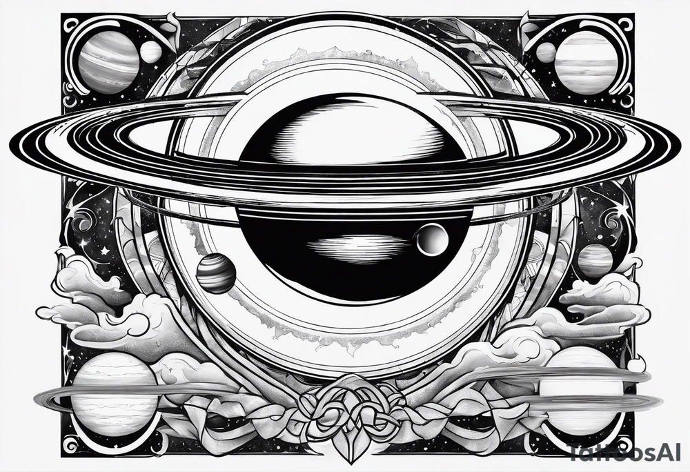 Saturn with infinity symbols tattoo idea