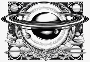 Saturn with infinity symbols tattoo idea