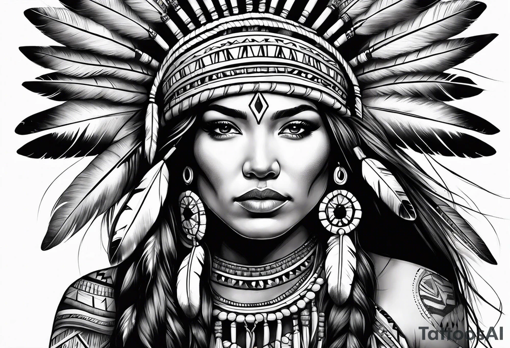 Native American woman tattoo idea