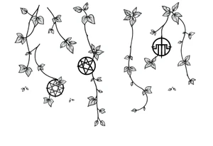 Ivy. Vines with wiccan symbols and zodiac signs cancer and leo tattoo idea