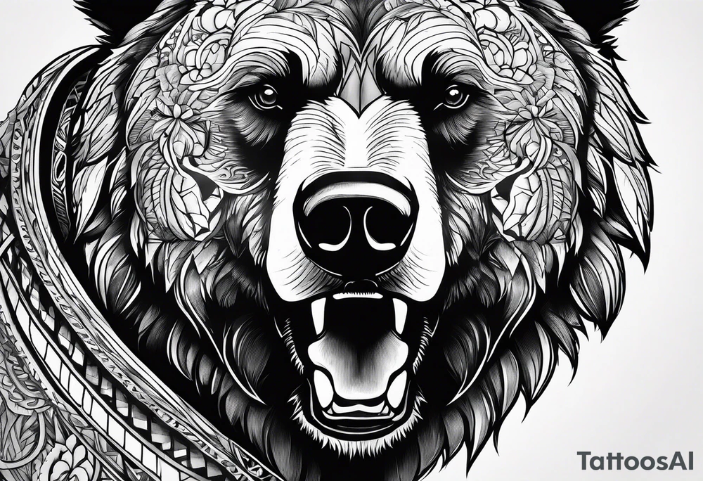 Bear face tattoo idea