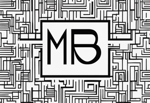 minimalist logo-style tattoo that consists of the letters 'MRBG'. simple and not too fancy, just the clean and bold letters arranged in a stylish way.  no figures such as people, animals, or objects tattoo idea