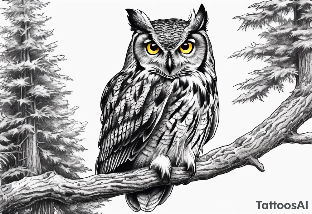 owl forest tattoo idea