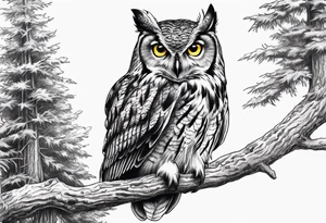 owl forest tattoo idea
