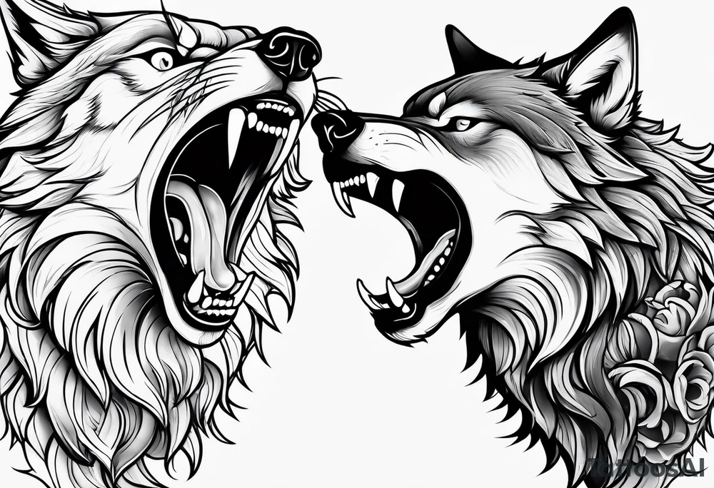 wolf growling tattoo idea