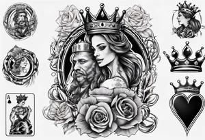 King of hearts with a queen around his arm. tattoo idea
