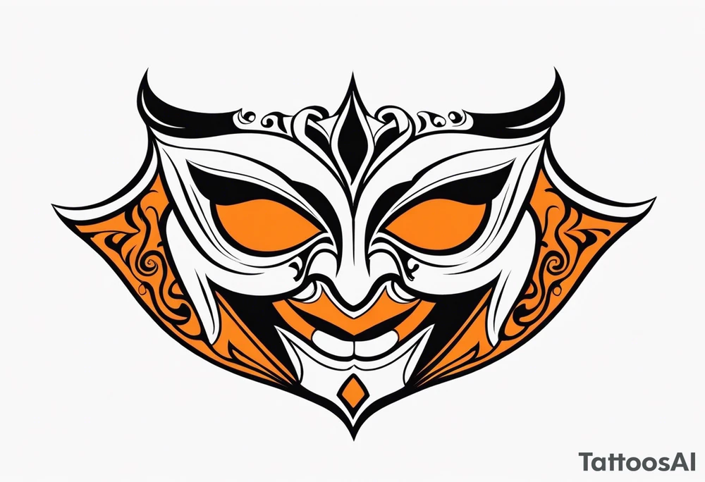 Laughing mask that is orange and black tattoo idea