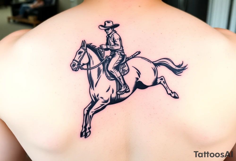 Cowboy riding a bucking horse tattoo idea