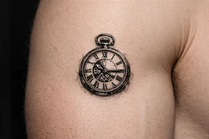 large pocket watch tattoo tattoo idea