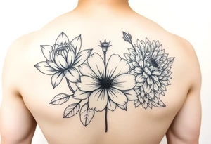 Water lily daisy carnation and chrysanthemum tattoo idea