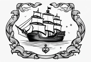 pirate ship anchor tattoo idea
