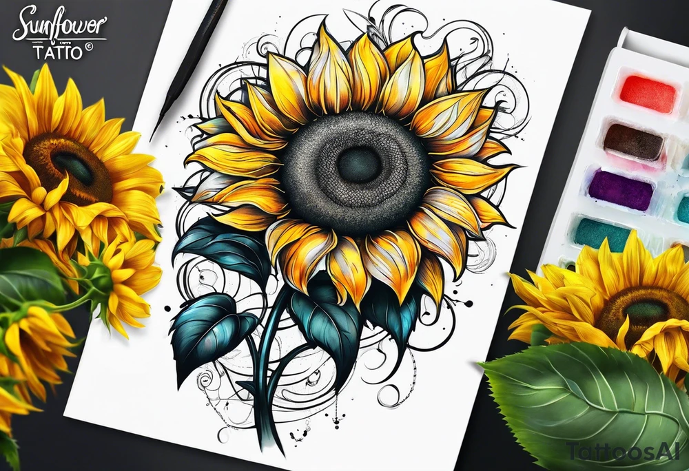 a sunflower tattoo idea