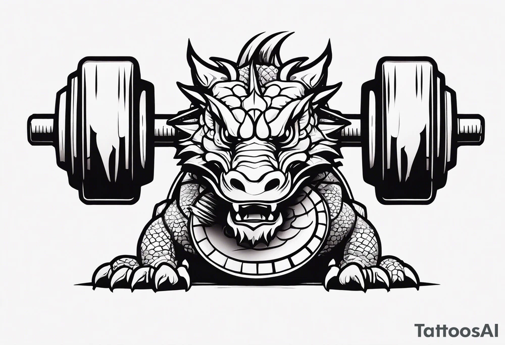 dumbbell with dragon tattoo idea