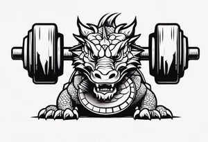 dumbbell with dragon tattoo idea