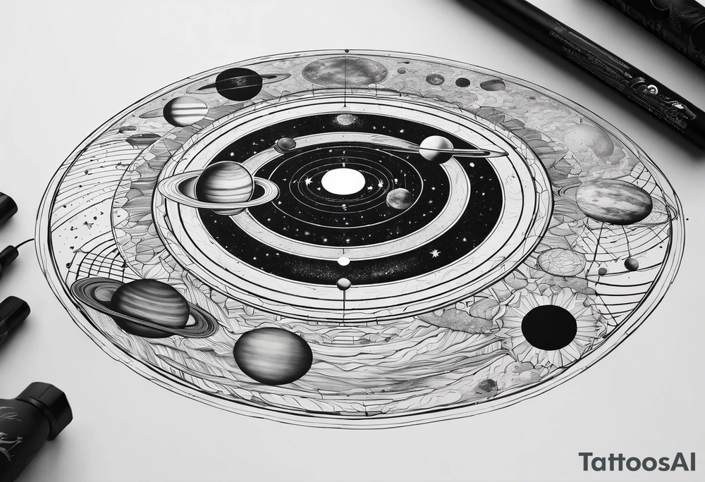 geometric representation of the solar system tattoo idea