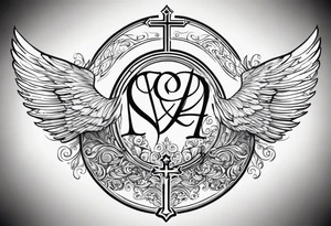 Something biblical quote, and angel, dove, crosses tattoo idea
