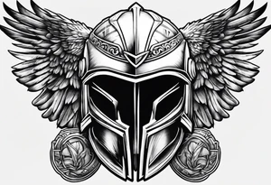 spartan helmet and bald eagle background tattoo idea