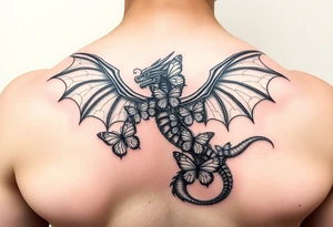dragon made of butterflies masculine tattoo idea