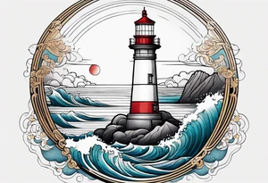 lighthouse at the ocean, minimalist tattoo idea