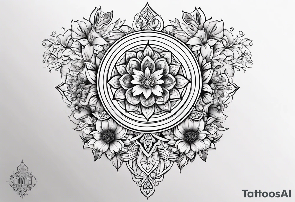 ornaments of flowers tattoo idea