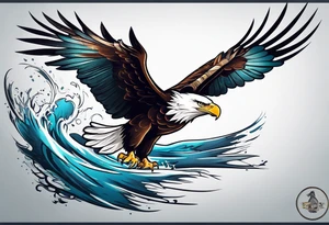 eagle flying with an oar tattoo idea