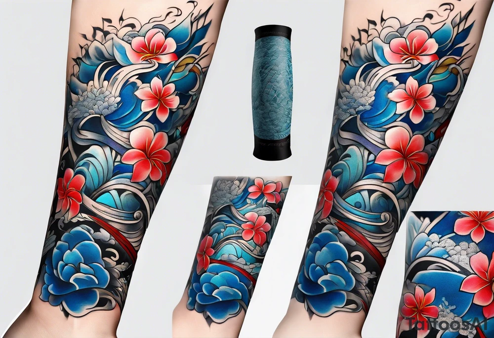 A japanese shimenawa around the wrist, make it blue without gradient tattoo idea