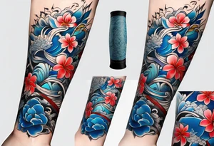 A japanese shimenawa around the wrist, make it blue without gradient tattoo idea
