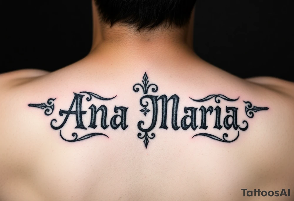 The name Ana Maria in Mayan symbols tattoo idea