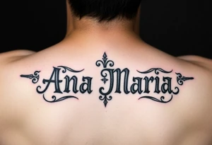 The name Ana Maria in Mayan symbols tattoo idea