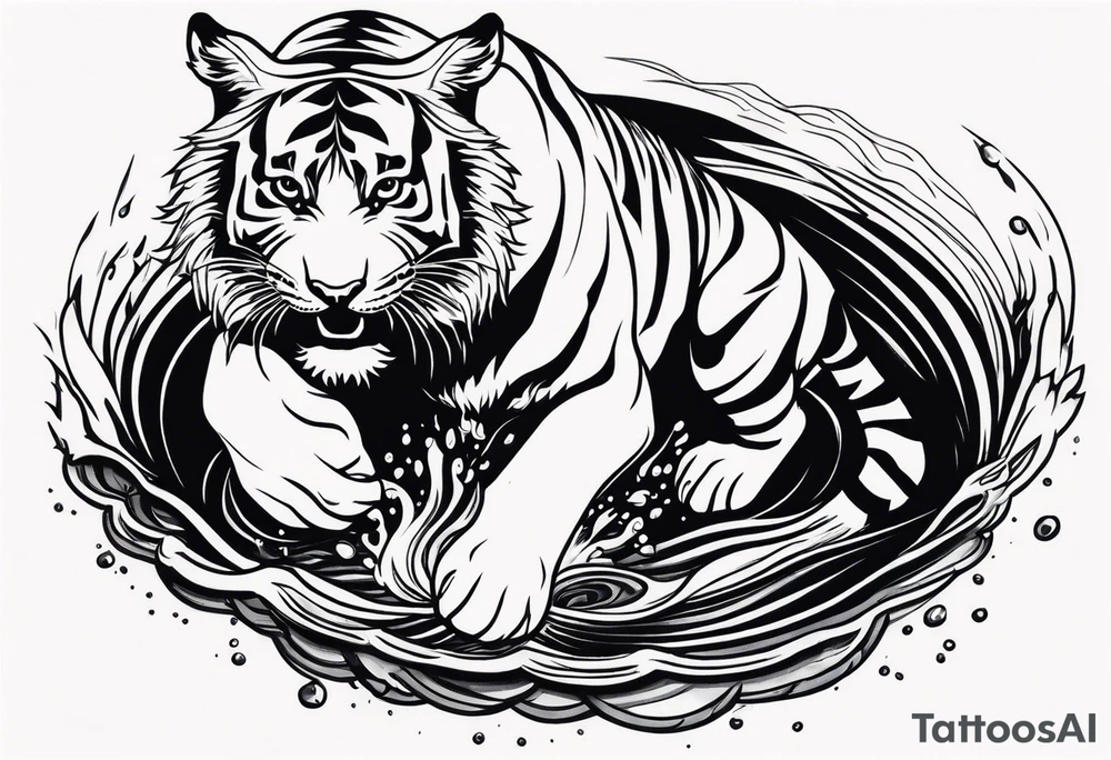 tiger lapping water tattoo idea