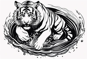 tiger lapping water tattoo idea