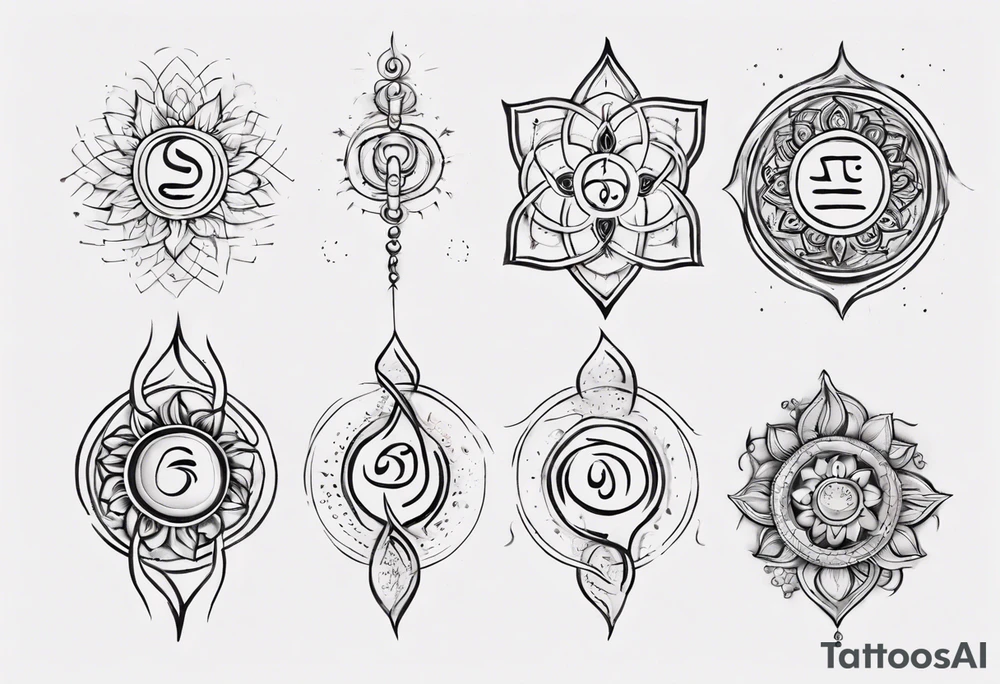 Unalome symbol incorporating sanskrit breathe symbol tattoo idea