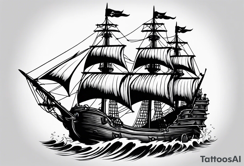 satanic pirateship tattoo idea