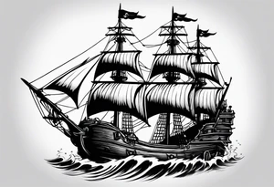 satanic pirateship tattoo idea