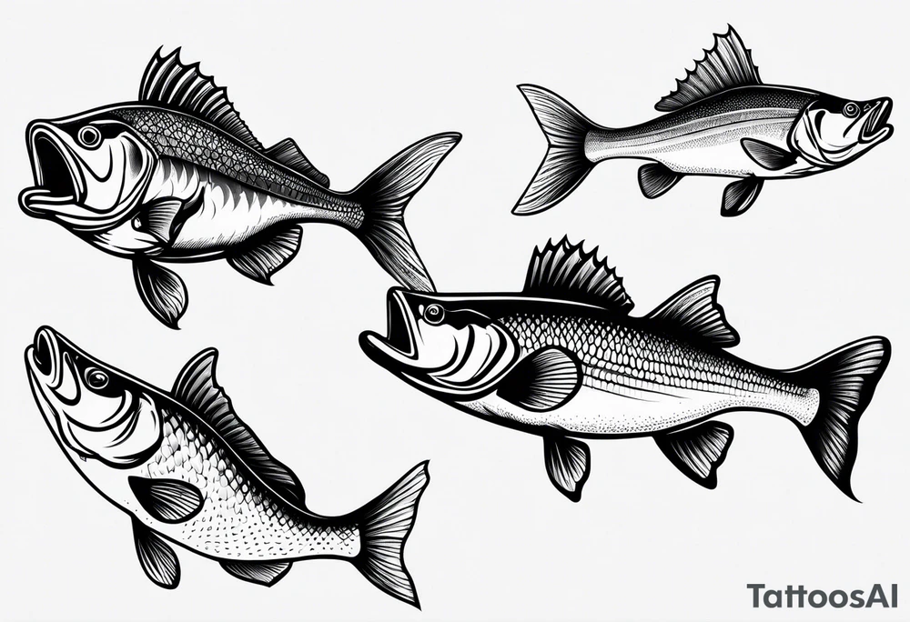 out line of walleye simple tattoo idea