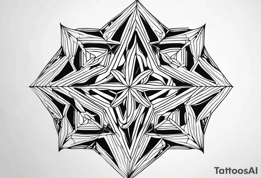 Expanding 3D pentagrams, geometric, tattoo idea