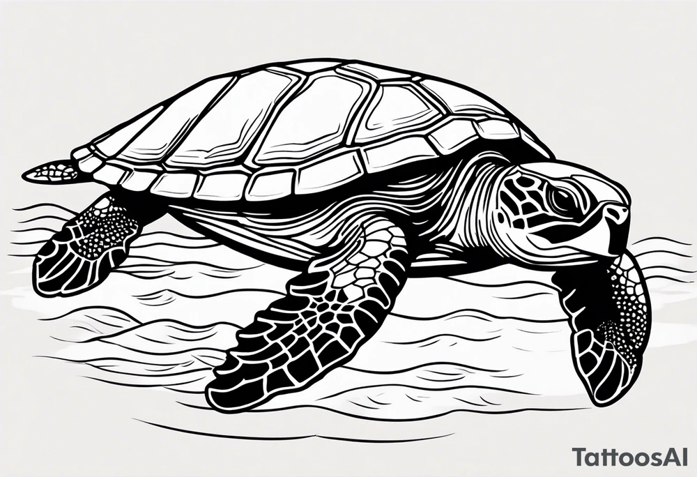 green sea turtle on beach tattoo idea