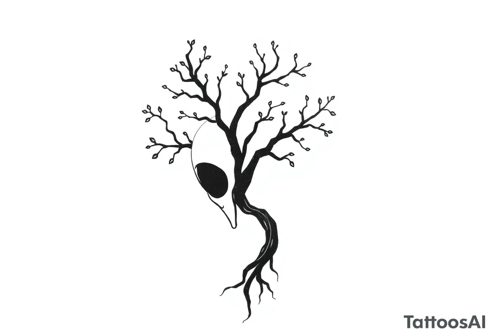 tree of life shaped as Alien head\face tattoo idea