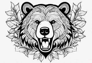 one bear roaring second bear normal 
flowers leaves tattoo idea