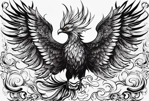 Powerful phoenix rising from the ashes of hell being its past of sin, drug addiction and pain. And being reborn into a new life. tattoo idea