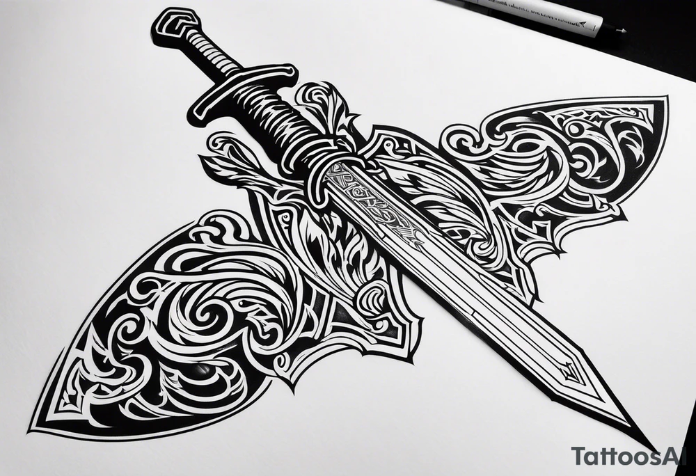 Valhalla fire sword tattoo idea