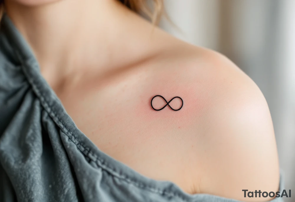A fine-line infinity symbol with one loop shaped like a soft pink heart, symbolizing lasting affection. tattoo idea