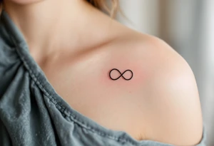 A fine-line infinity symbol with one loop shaped like a soft pink heart, symbolizing lasting affection. tattoo idea
