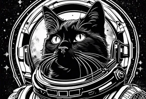 Black Cat in space, with the word "Nebula" tattoo idea