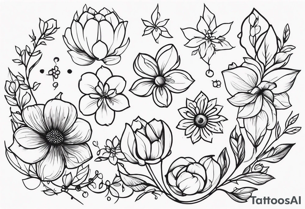 ornaments of flowers tattoo idea