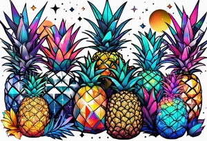 Animals and pineapples featuring animals and pineapples in galaxy colours featuring glass tattoo idea