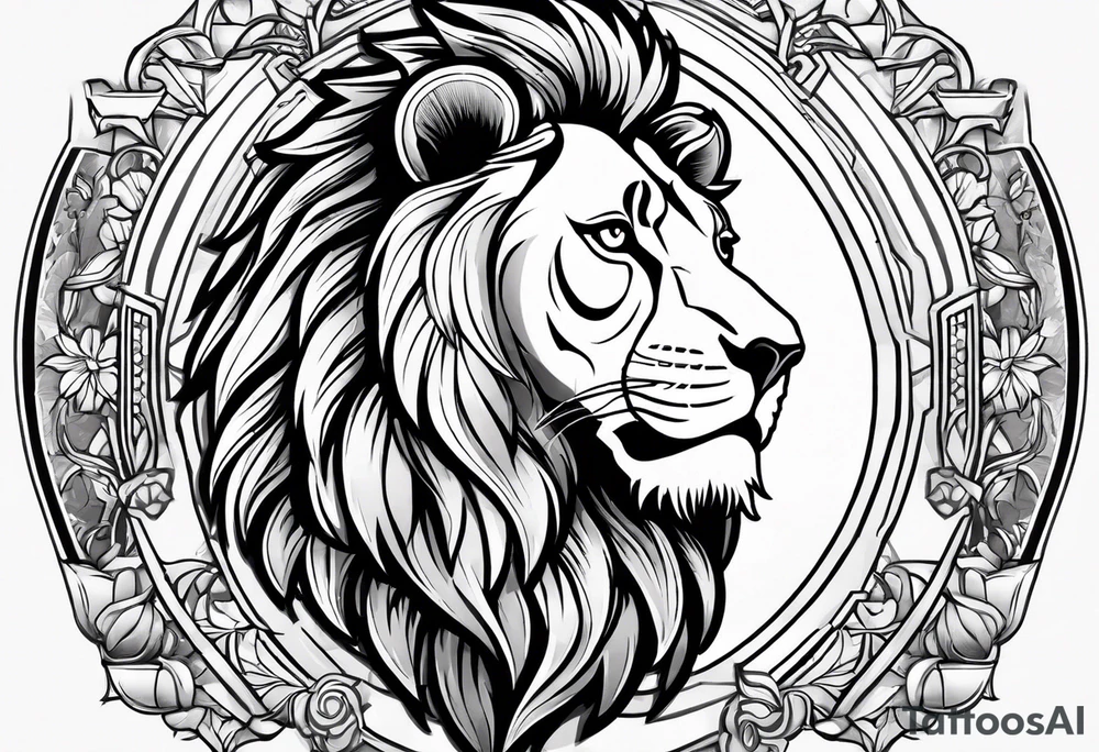 lion with football tattoo idea